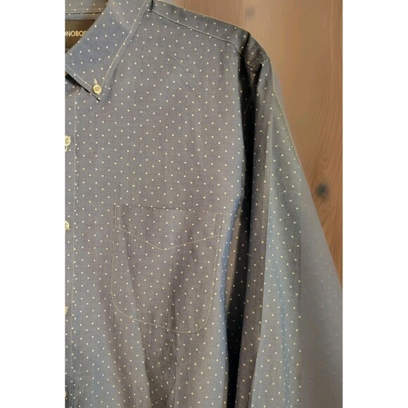 Bonobos Tailored Slim Fit Size XL Chambray Blue White Dots Button Down Shirt - Picture 4 of 11